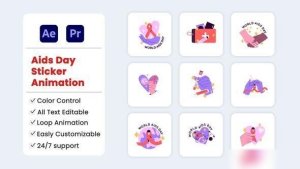 Videohive AIDS Day Stickers Elements template preview