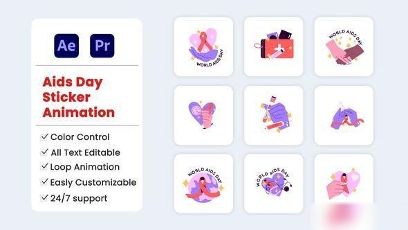 Videohive AIDS Day Stickers