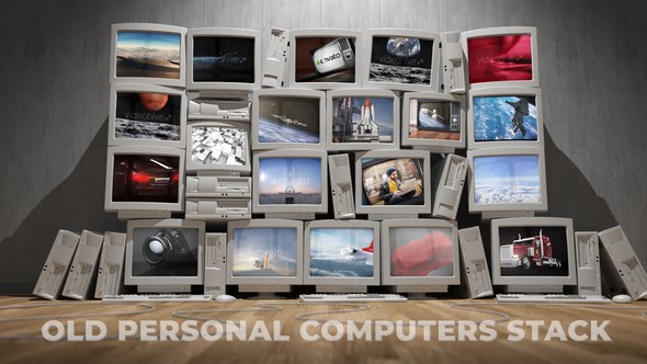 Videohive Old Personal Computers Stack Elements template preview