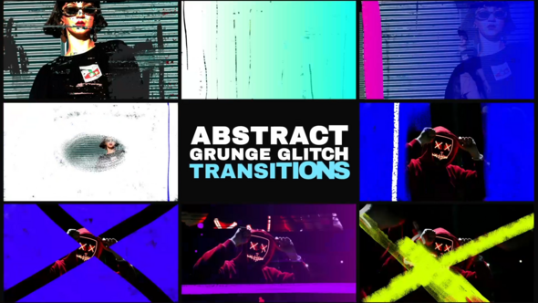 Videohive Abstract Grunge Glitch Seamless Transitions for After Effects Elements template preview