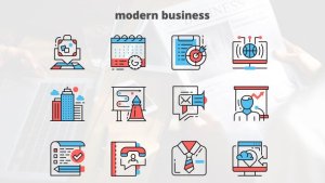 Modern Business – Thin Line Icons Video Displays template preview