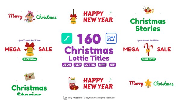 Videohive 160 Christmas Sale&Greeting Badges Titles template preview