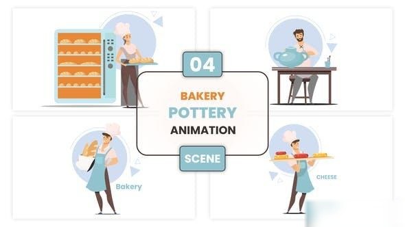 Videohive Bakery Pottery Illustration Animation Scene Elements template preview