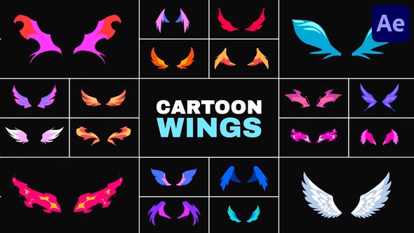 Videohive Cartoon Wings for After Effects Elements template preview