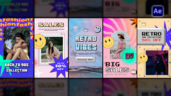 Videohive Retro Y2K Stories Pack Product Promo template preview