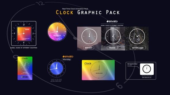 Videohive Real Time Clock Animation Pack Elements template preview