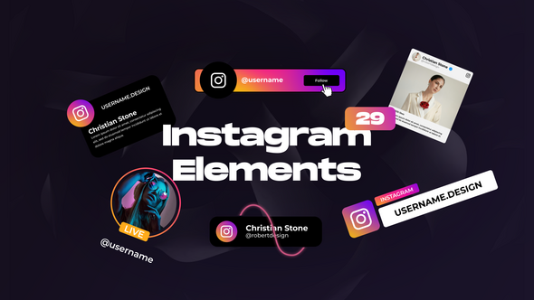 Videohive Instagram Social Media Elements Broadcast-packages template preview
