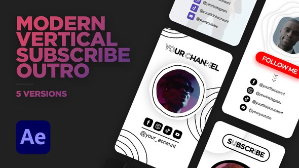 Videohive Modern Vertical Subscribe Outro Elements template preview