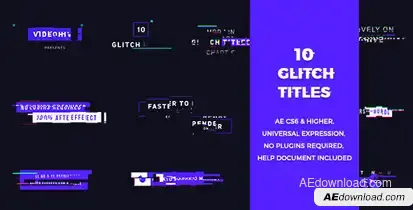 10 Glitch Titles Video Displays template preview
