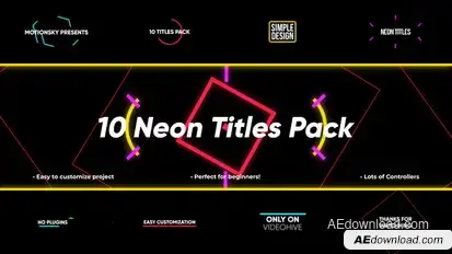10 Neon Titles Pack | Premiere Pro Premiere Pro template preview