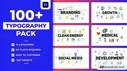 100 Typography Scenes Premiere Pro template preview