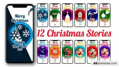 12 Christmas Stories Video Displays template preview