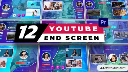 12 Youtube End Screen V1 – Mogrt Premiere Pro template preview