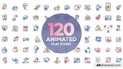 120 animated icons Video Displays template preview