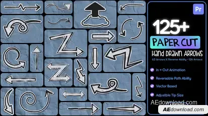 125+ Paper Cut Hand Drawn Arrows Mogrt Premiere Pro template preview