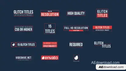 15 Glitch Titles Video Displays template preview