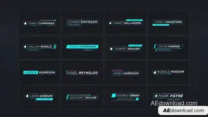16 Neon Glitch Lower Thirds Video Displays template preview