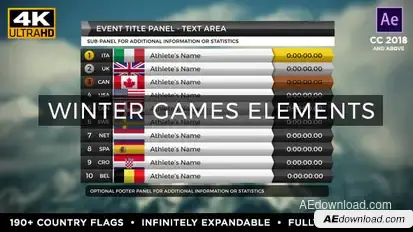2026 Milano Cortina Winter Games Elements - Medal Tracker & Event Results - Milan, Italy Video Displays template preview