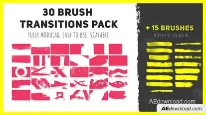 30 Brush Transitions Pack Video Displays template preview
