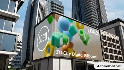 3D City Digital Billboard | MOGRT Premiere Pro template preview