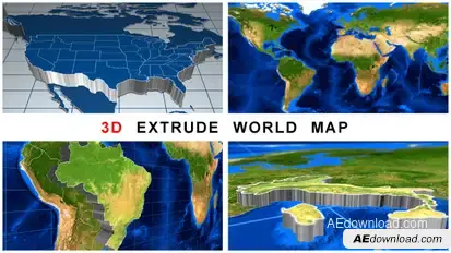 3D Extrude World Map Video Displays template preview
