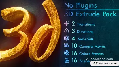 3d Gold Titles and Logo. NO PLUGINS. Video Displays template preview