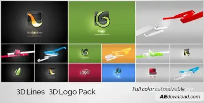 3D Lines 3D Logo Pack Video Displays template preview