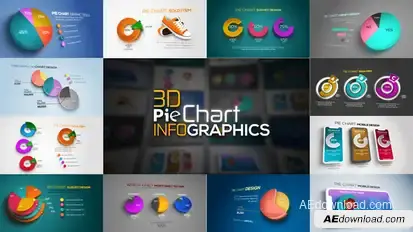 3D Pie Chart Infographics Video Displays template preview
