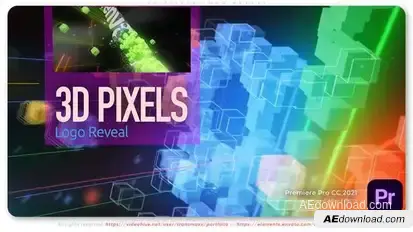 3D Pixels Logo Reveal Premiere Pro template preview