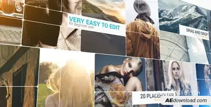 3D Slice Photo Slideshow Video Displays template preview