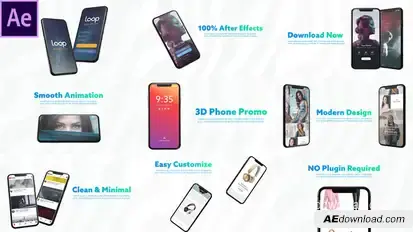 3D Smartphone Presentation for After Effects Video Displays template preview