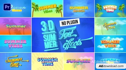 3D Summer Text Effects Premiere Pro template preview