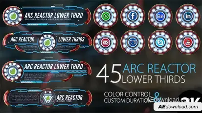 45 Arc Reactor Lower Thirds Video Displays template preview