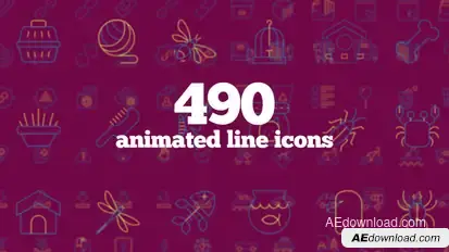 490 Animated Line Icons Video Displays template preview