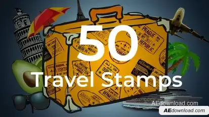 50 Travel Stamps Video Displays template preview