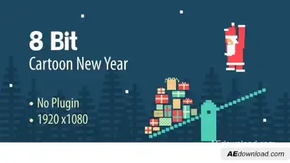 8 Bit Cartoon New Year Video Displays template preview