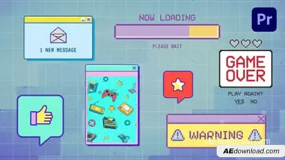 8bit Computer Windows Retro Pixel Interface Part 2 Premiere Pro template preview