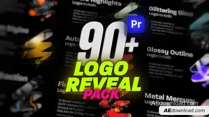 90 Premium Logo Reveals Pack For Premiere Pro: Elegant, Shiny, Gold, Fire, Luxury, Glossy ,Award. Premiere Pro template preview