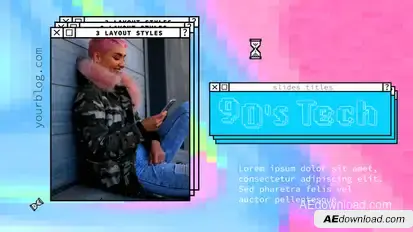 90sTechSlidesTitles Premiere Pro template preview