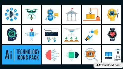Ai Technology Icons Pack Video Displays template preview