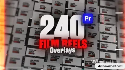 Animated Film Reel Overlays Pack For Premiere Pro: Film Strip, Old Film, Film Roll, 8mm & More Premiere Pro template preview