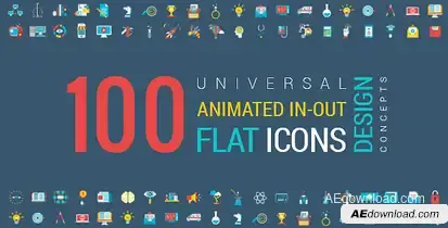 Animated Flat Icons and Concepts Pack Video Displays template preview