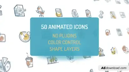 Animated Flat Icons Video Displays template preview