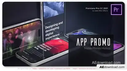 Application Promo - Mobile Phones Mockup Premiere Pro template preview