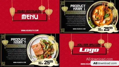 Asian Menu - Restaurant Promo Video Displays template preview