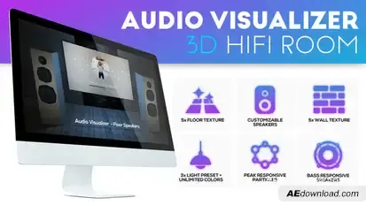 Audio Visualizer 3D Music Room Video Displays template preview