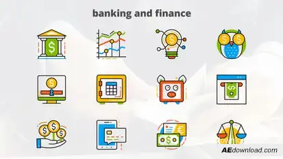 Banking and Finance - Flat Animated Icons Video Displays template preview