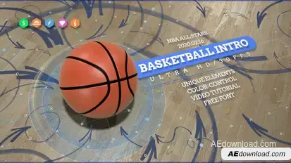 Basketball 4K Opener/ Action Sport Promo/ Active Game/ Basket Ball Logo/ NBA Intro/ Broadcast Bumper Video Displays template preview