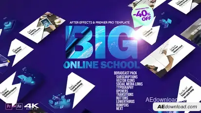 Big Online School Broadcast Pack Video Displays template preview