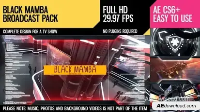 Black Mamba (Broadcast Pack) Video Displays template preview